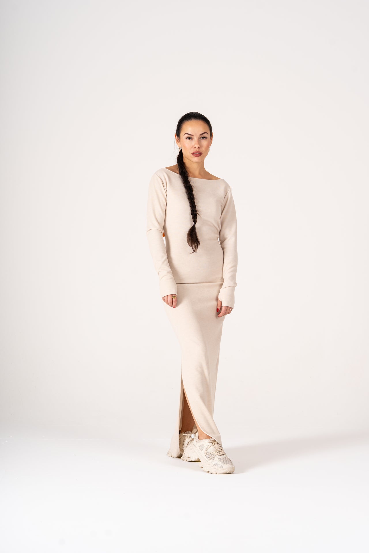 WINTER DRESS RIB CREAM