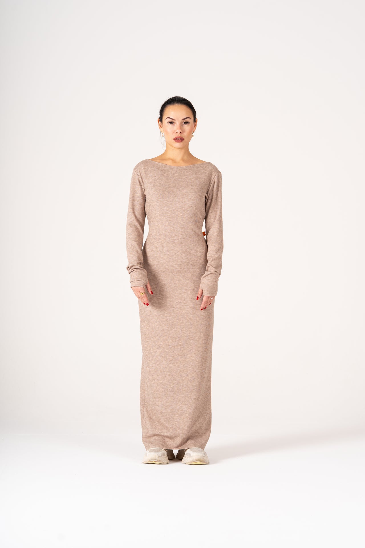 WINTER DRESS RIB BROWN