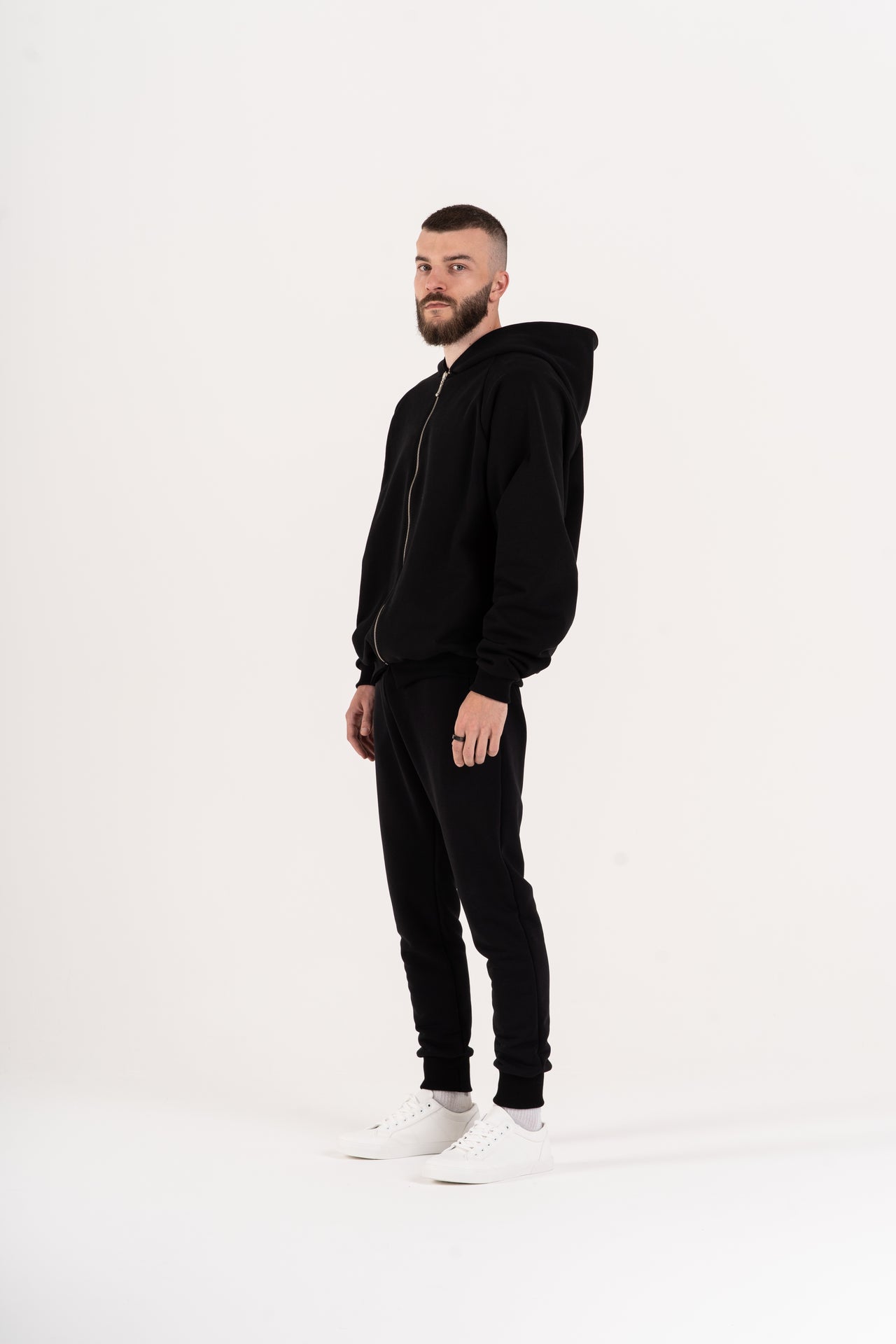 HOODIE HEAVY 470 BLACK ZIP MEN